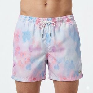 Bather Mens Swim Trunks XL Tie Dye Drawstring Elastic Waist Mesh Lined Beach